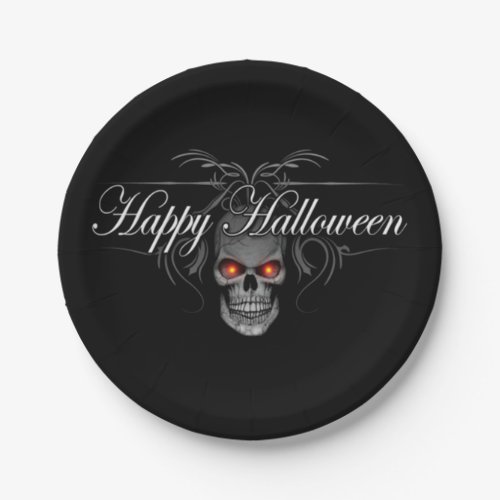 Happy Halloween Evil Skull Paper Plates