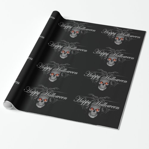 Happy Halloween Evil Skull Wrapping Paper