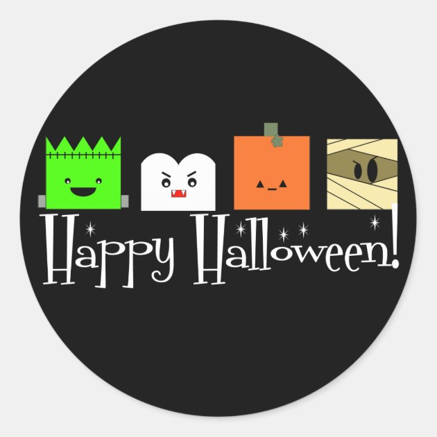 Happy Halloween Faces Classic Round Sticker