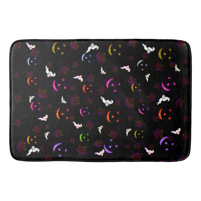 Happy Halloween Fall Spooky Ghost Friends  Bath Mat (Front)