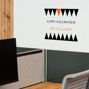 Happy Halloween Family Name Black Orange Wall Decal