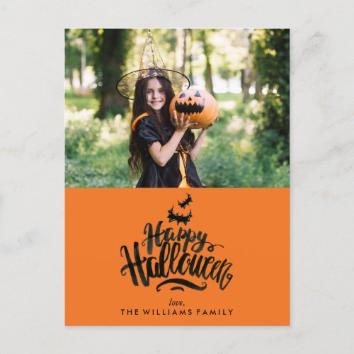 Happy Halloween Family Photo Announcement Postcard