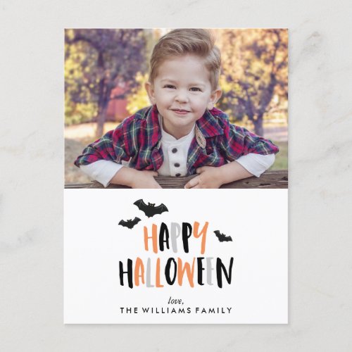 Happy Halloween Family Photo Announcement Postcard