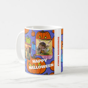 Happy halloween family photo collage monogrammed coffee mug