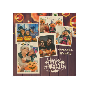 Happy Halloween Family Photo Wood Wall Art