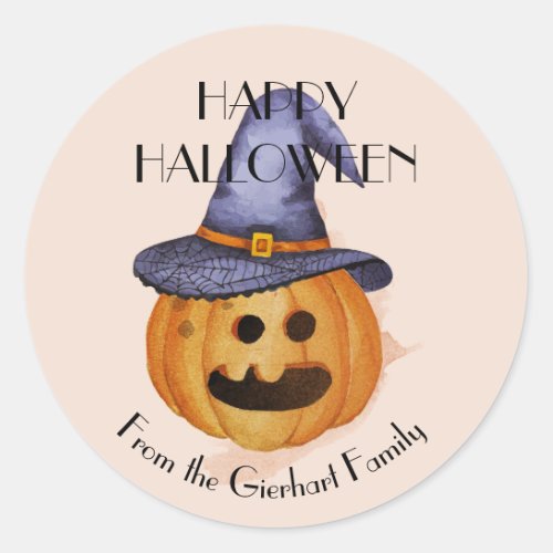 Happy Halloween Family Pumpkin Fall Party Classic Round Sticker