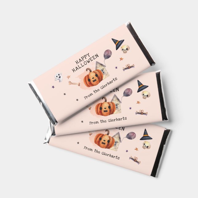 Happy Halloween Family Treats Custom Party Hershey Bar Favors (Front)