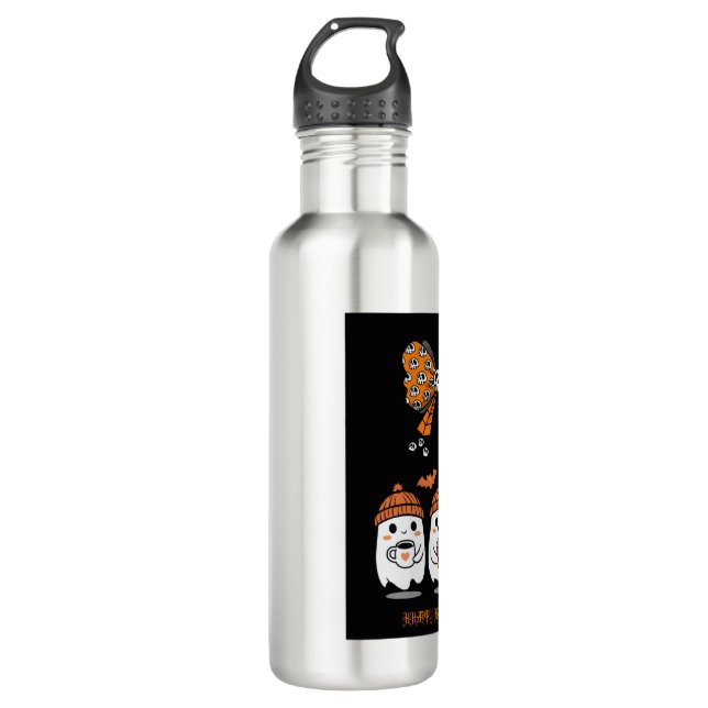 Happy Halloween – fantômes café mignons Stainless Steel Water Bottle (Front)