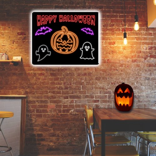 Happy Halloween Faux Neon Wall Art
