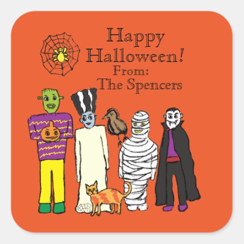 Happy Halloween Favor Square Sticker