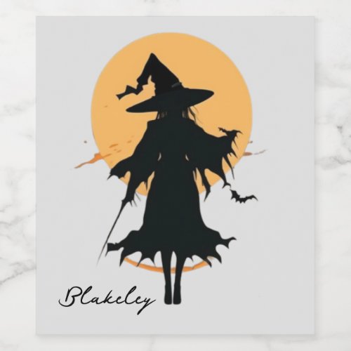 Happy Halloween  Fearless Mama Witch  Wine Label