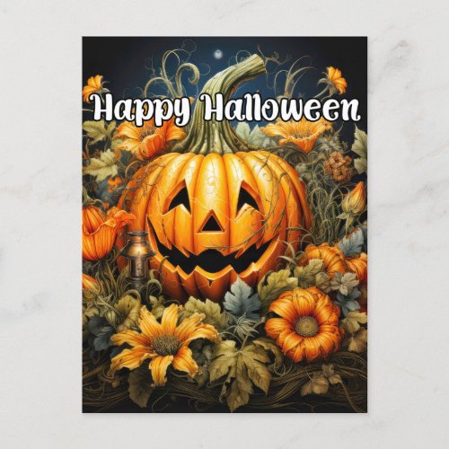 Happy Halloween  Festive Autumn Pumpkin Postcard