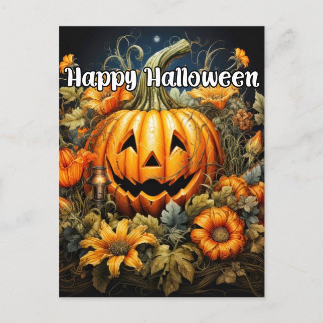 Happy Halloween | Festive Autumn Pumpkin Postcard (Front)