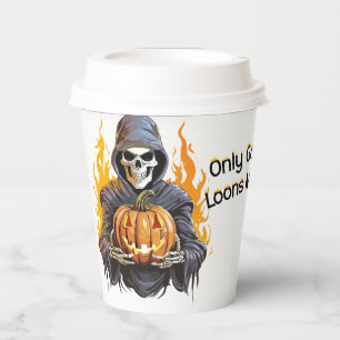 Happy Halloween Flaming Skeleton With Pumpkin Paper Cups