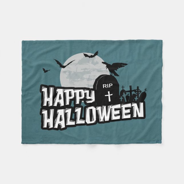 Happy Halloween Fleece Blanket (Front (Horizontal))