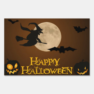 "HAPPY HALLOWEEN" FLYING WITCH SIGN
