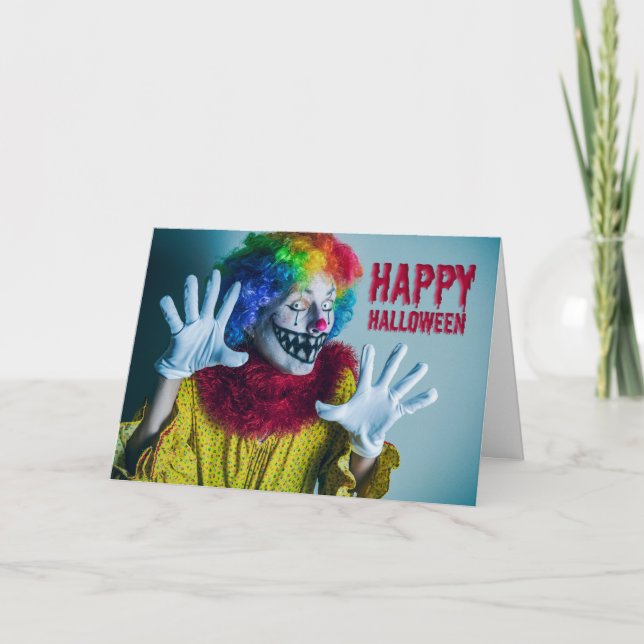 Happy Halloween For Anyone Creepy Clown Humor  Holiday Card (Front)