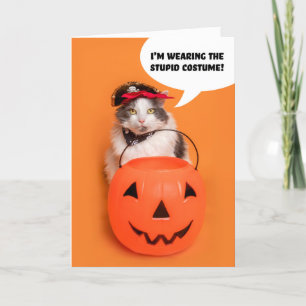 Happy Halloween For Anyone Mad Cat in Costume Holiday Card