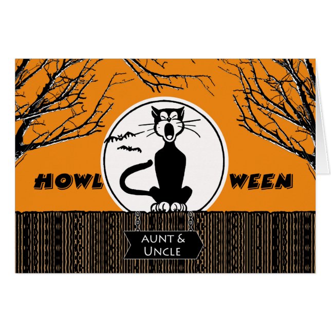 Happy Halloween for Aunt and Uncle, Scaredy Cat (Front Horizontal)