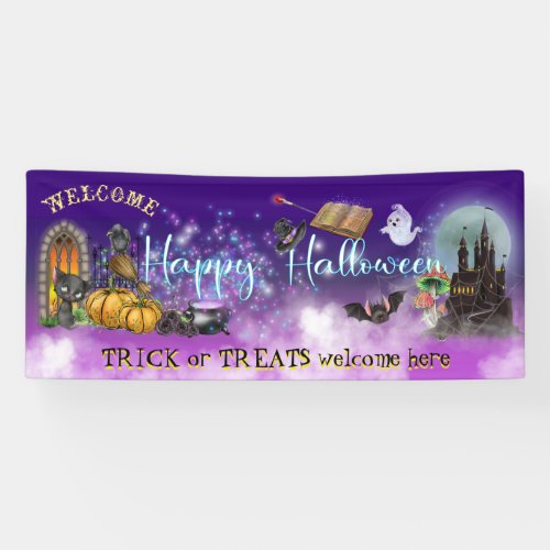 Happy Halloween for Kids trick or treads welcome  Banner