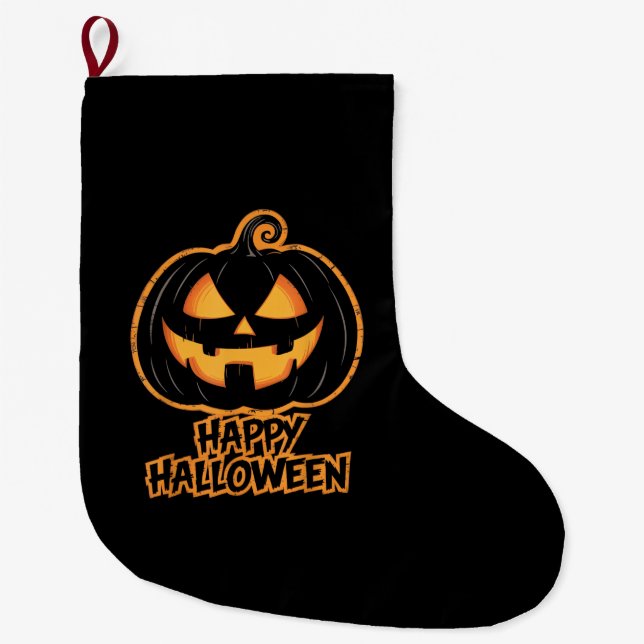 Happy Halloween for Men and Women - Pumpkin Large Christmas Stocking (Front)