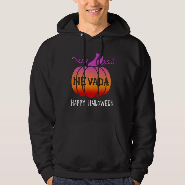Happy Halloween For Nevada Women Men Boo Pumpkin Hoodie (Front)