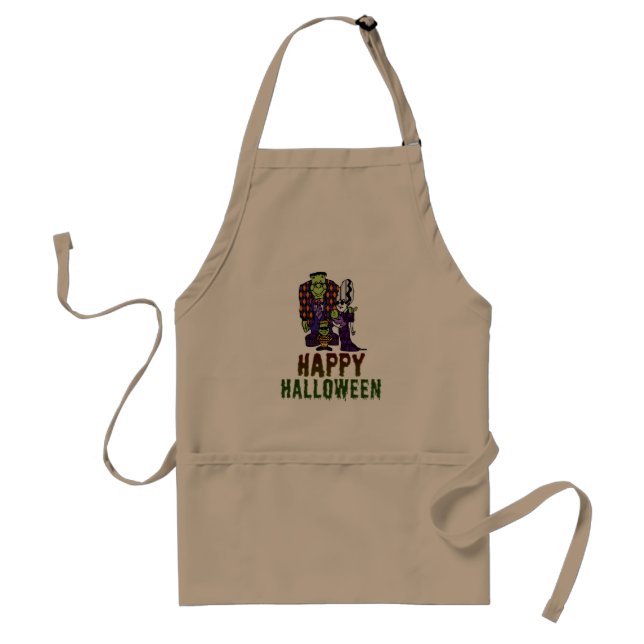 Happy Halloween Frankenstein Family Adult Apron (Front)