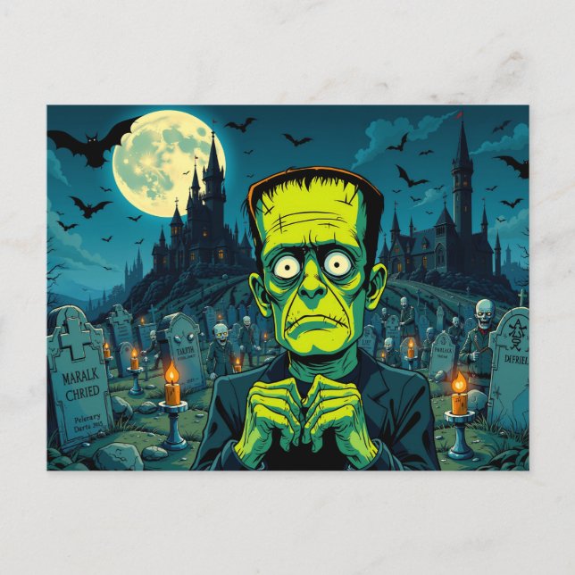 Happy Halloween Frankenstein  Holiday Postcard (Front)