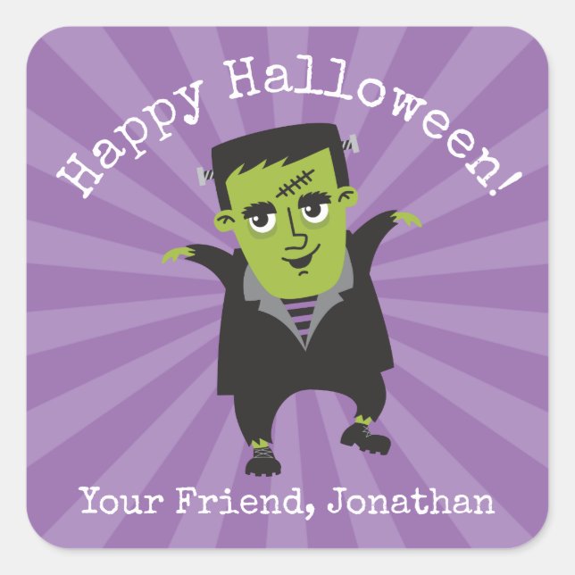 Happy Halloween Frankenstein Sticker (Front)