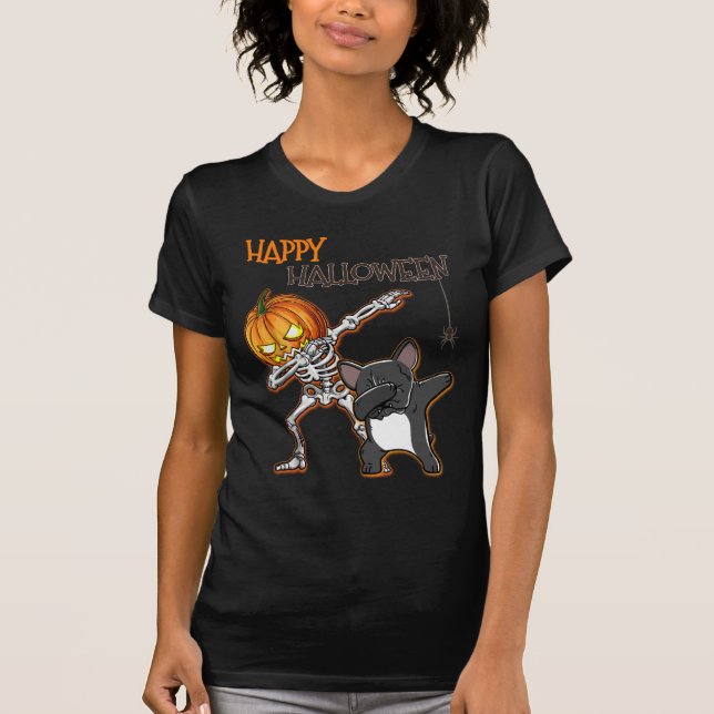 Happy Halloween French Bulldog T-Shirt (Front)