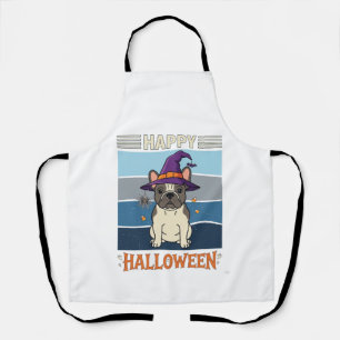 Happy Halloween French Bulldog Witch Spider Web Ca Apron