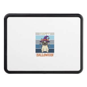 Happy Halloween French Bulldog Witch Spider Web Ca Hitch Cover