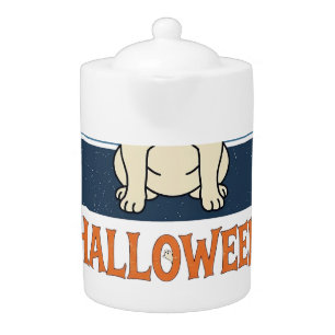 Happy Halloween French Bulldog Witch Spider Web Ca Teapot