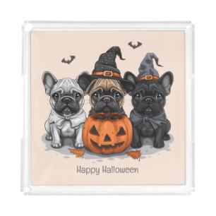 Happy Halloween French Bulldogs Acrylic Tray