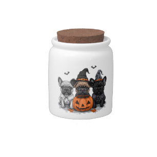 Happy Halloween French Bulldogs Candy Jar