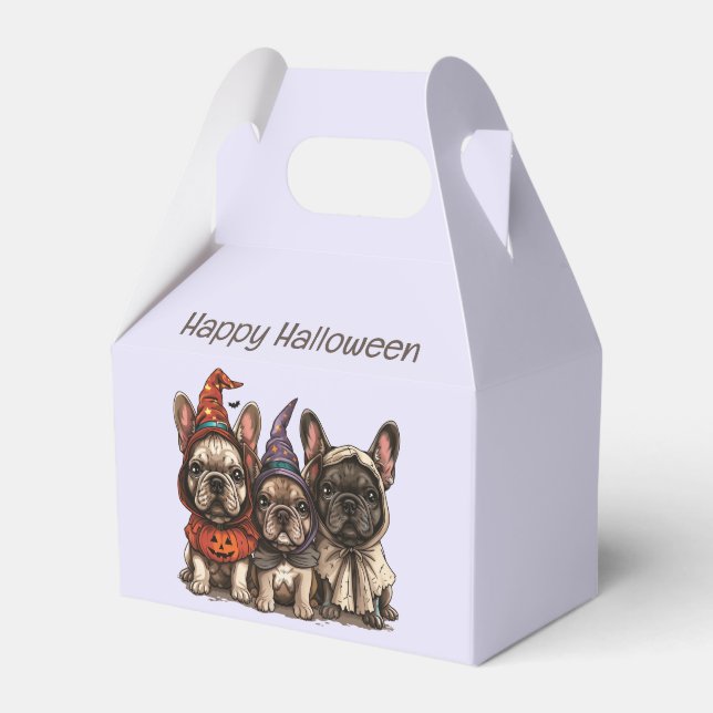 Happy Halloween French Bulldogs Favor Boxes (Front Side)