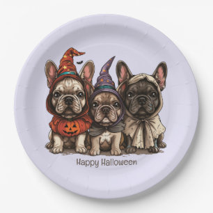 Happy Halloween French Bulldogs Paper Plates