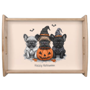 Happy Halloween French Bulldogs Serving Tray