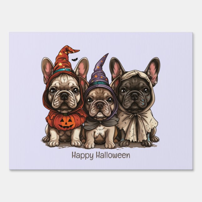 Happy Halloween French Bulldogs Sign (Front)