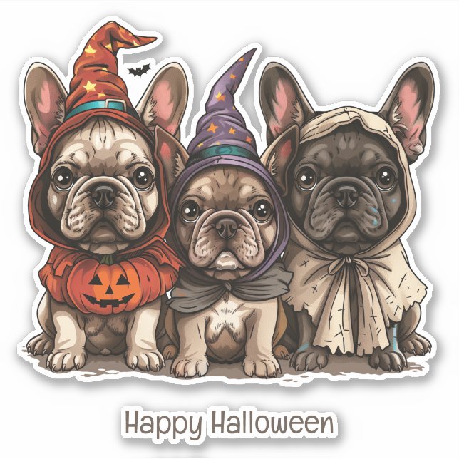 Happy Halloween French Bulldogs Sticker (Front)