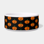 Happy Halloween, Friendly, Pumpkin Jack-o'-Lantern Bowl<br><div class="desc">Non-scary Halloween Jack-o'-Lantern. Cute orange pumpkins for a happy Halloween. When decorating your home for Halloween,  don't forget to include your pet with this super cute Halloween-themed food or water dish.</div>