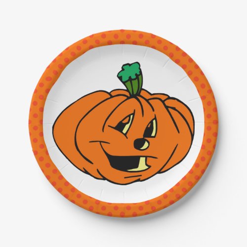 Happy Halloween Friendly Pumpkin Jack_o_Lantern Paper Plates