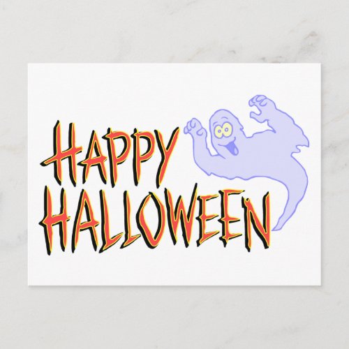 Happy Halloween Friendly Smiling Ghost Postcard