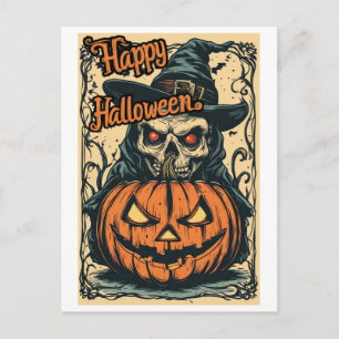 Happy Halloween from a Sorceress on a Holiday Postcard
