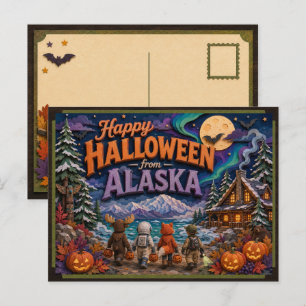 Happy Halloween From Alaska Kids Postcard