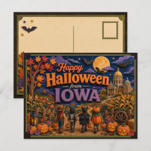 Happy Halloween From Iowa Kids Postcard