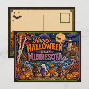 Happy Halloween From Minnesota Kids Postcard