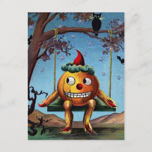 Happy Halloween from Pumpkin on a Swing Postcard (Front)