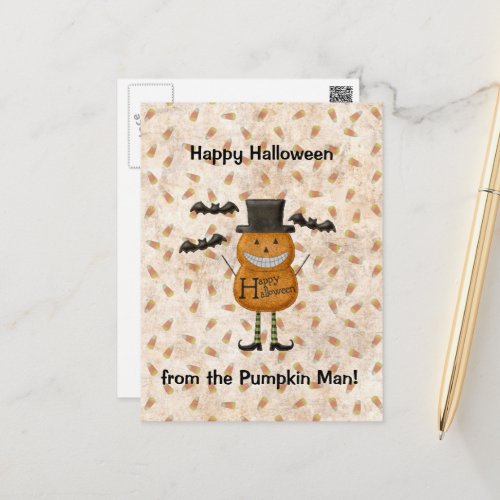 Happy Halloween From The Pumpkin Man Postcard