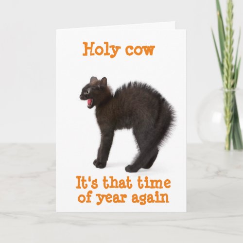 HAPPY HALLOWEEN FROM VERY UPSET BALCK CAT CARD